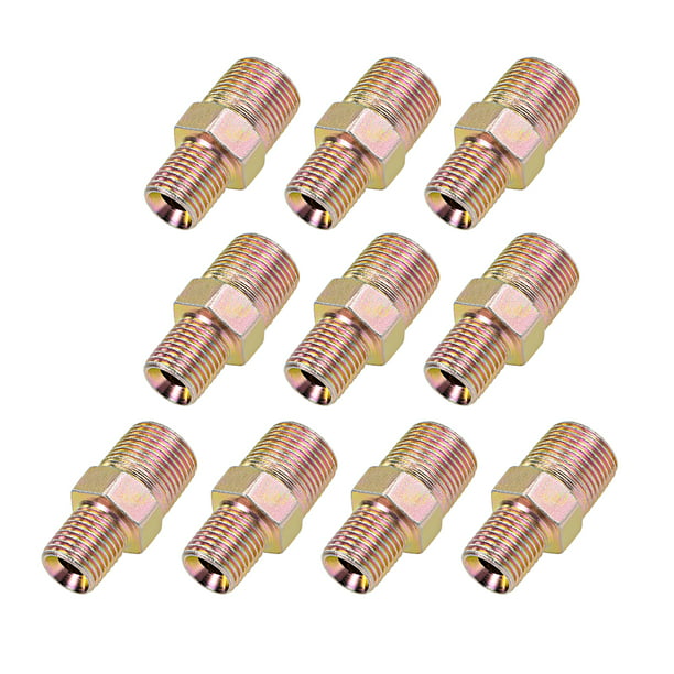 uxcell Brass Pipe Fitting Reducing Hex Nipple 1/4 BSP Male X 1/8 BSP Male Adapter 10pcs 
